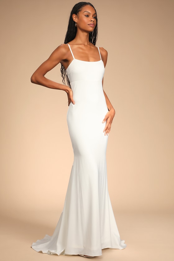 White Maxi Dress - Satin Dress ...